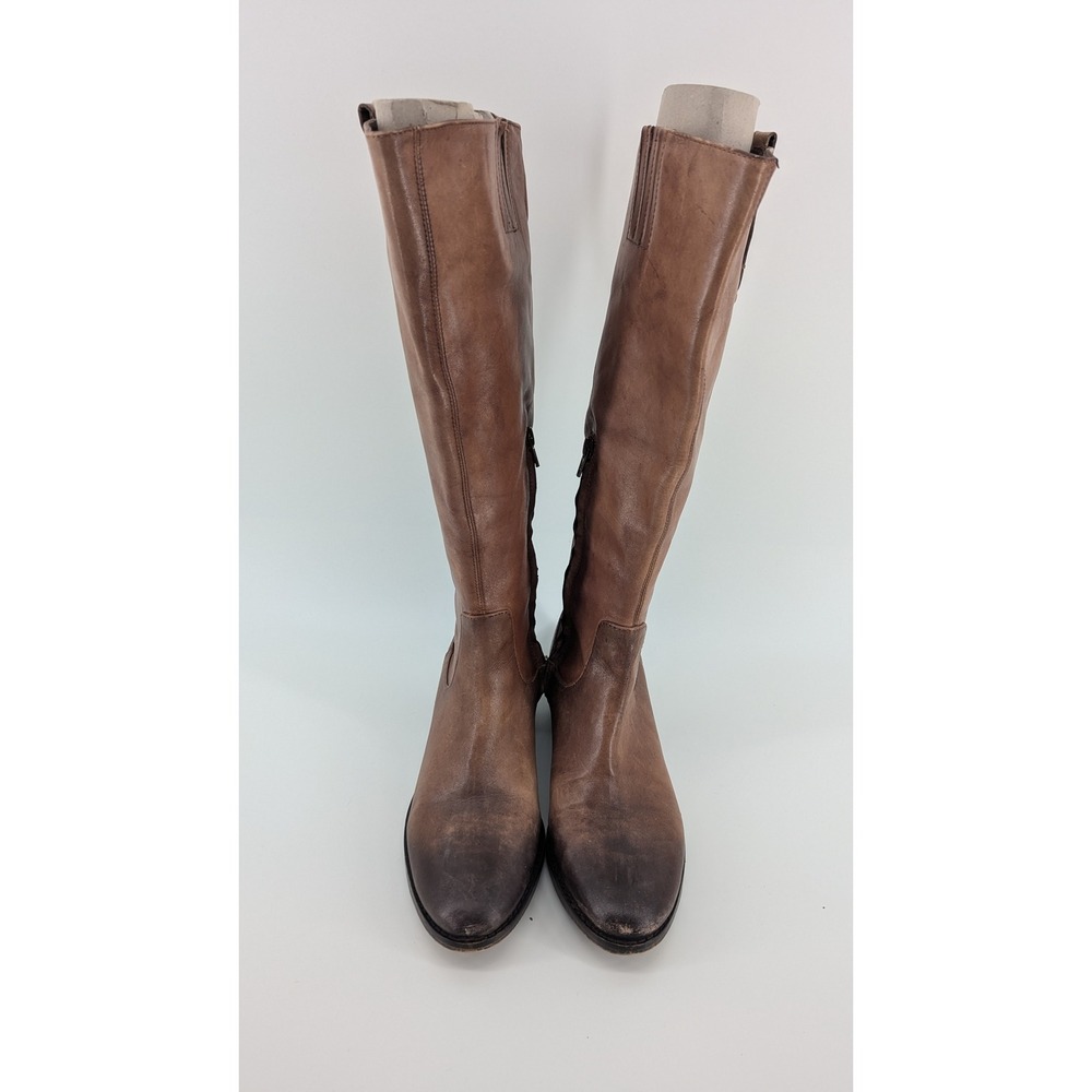 Arturo Chiang Brown Leather Tall Riding Boots Back Strap Detail Womens 7.5 M